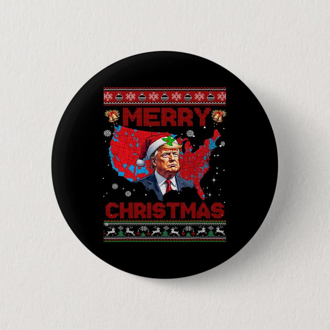 Trump Election Map Merry Christmas Holiday Santa H 6 Cm Round Badge (Front)