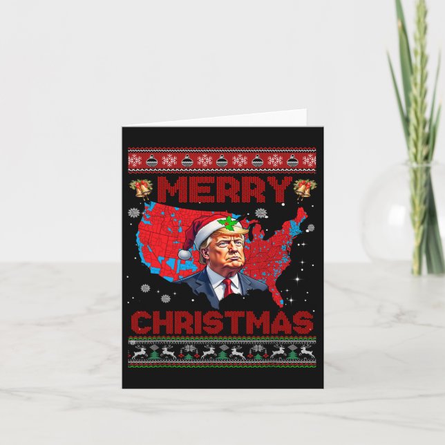 Trump Election Map Merry Christmas Holiday Santa H Card (Front)