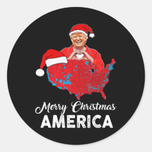 Trump Election Map Merry Christmas Holiday Santa H Classic Round Sticker