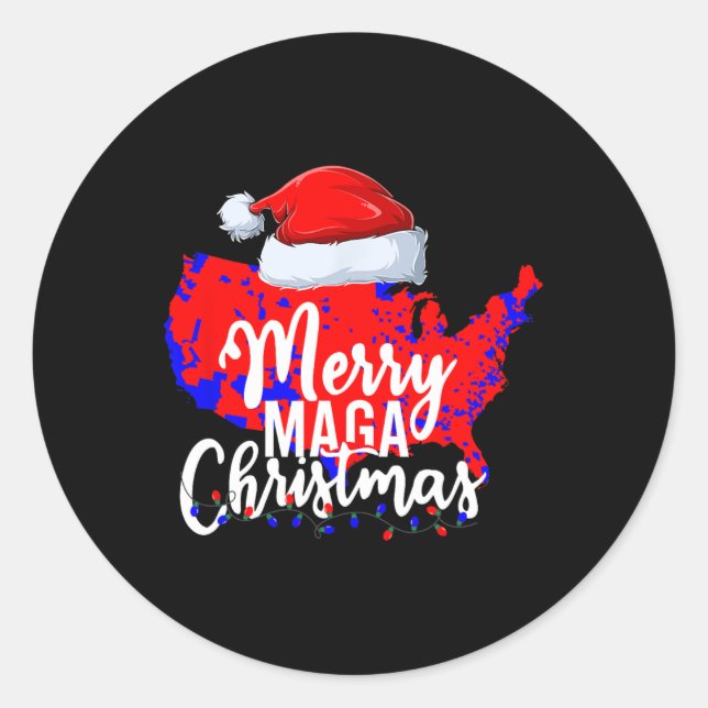 Trump Election Map Merry Christmas Holiday Santa H Classic Round Sticker (Front)