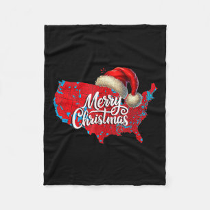Trump Election Map Merry Christmas Holiday Santa H Fleece Blanket