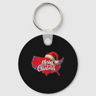 Trump Election Map Merry Christmas Holiday Santa H Key Ring