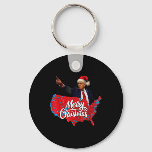 Trump Election Map Merry Christmas Holiday Santa H Key Ring