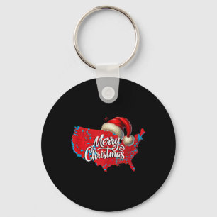 Trump Election Map Merry Christmas Holiday Santa H Key Ring