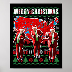 Trump Election Map Merry Christmas Holiday Santa H Poster