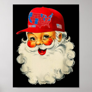 Trump Election Map Merry Christmas Holiday Santa H Poster