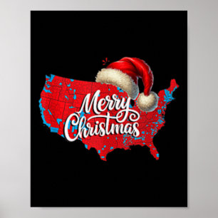 Trump Election Map Merry Christmas Holiday Santa H Poster