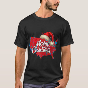 Trump Election Map Merry Christmas Holiday Santa H T-Shirt