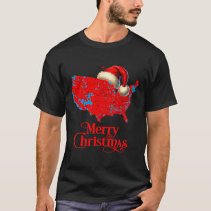 Trump Election Map Merry Christmas Holiday Santa H T-Shirt