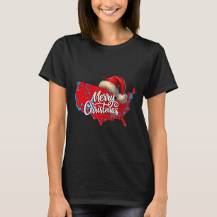 Trump Election Map Merry Christmas Holiday Santa H T-Shirt
