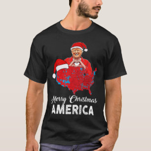 Trump Election Map Merry Christmas Holiday Santa H T-Shirt