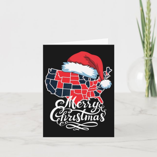 Trump Election Red Coverage Map Merry Christmas Ho Card (Front)