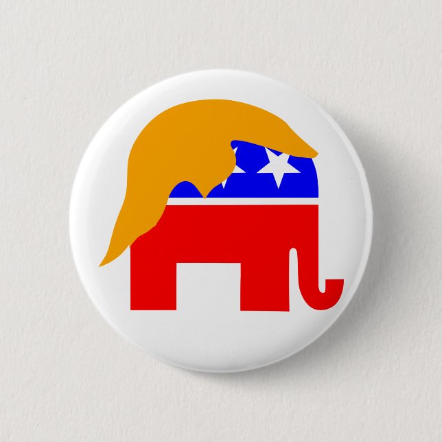 Trump Elephant 6 Cm Round Badge (Front)