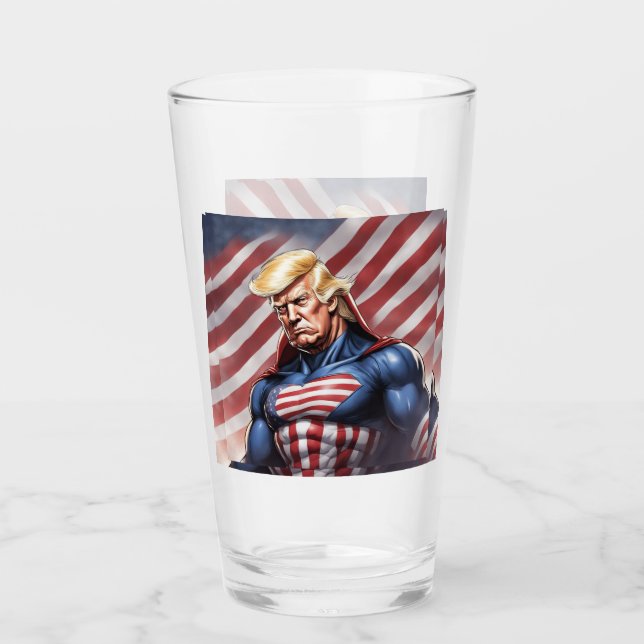 Trump Epic Superhero Water Bottle Glass (Front)