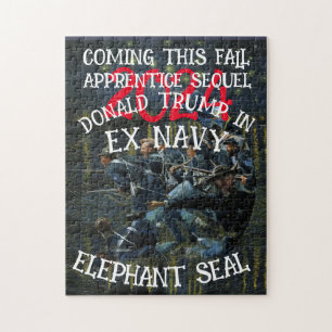 Trump Ex Navy Elephant Seal Cage Fighting Jigsaw Puzzle