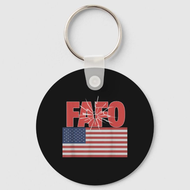 Trump Fafo, Funny Fafo Trump American Flag  Key Ring (Front)