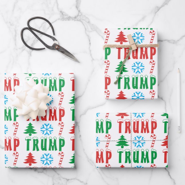 Trump Festive Christmas Set of Wrapping Paper (Front)