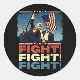 Trump Fight Fight Fight, Trump Defiant, Trump Shot Classic Round Sticker