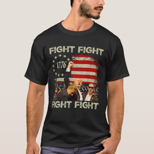 Trump Fight Fight Fight Trump Signals To Americans T-Shirt (Front)