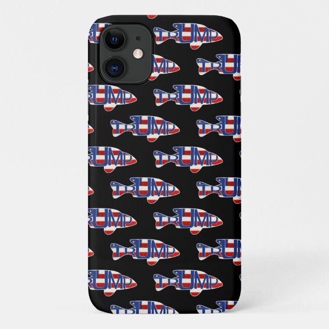 TRUMP fish flag on black Case-Mate iPhone Case (Back)