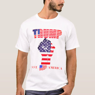 Trump Fist in Air America Civil War White Red Blue T-Shirt