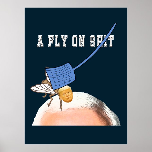 Trump Fly on Pence Head with Flyswatter, ZFJ Poster (Front)