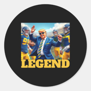 Trump Football Dancing Collegiate Blue And Yellow Classic Round Sticker