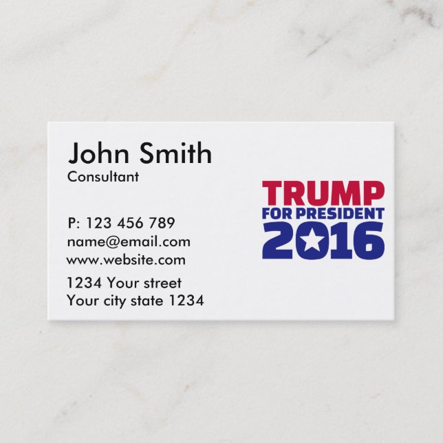 Trump for president 2016 business card (Front)