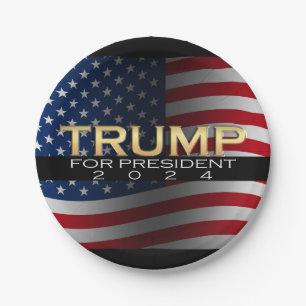 Trump for President 2016 Gold Political Campaign Paper Plate