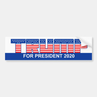 Trump for President 2020 with  Flag-like Letters Bumper Sticker