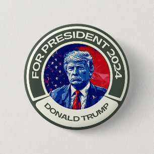 Trump for president 2024 6 cm round badge