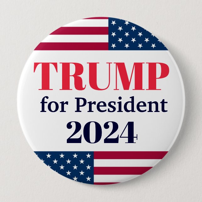 TRUMP for President 2024-American Flag Button (Front)