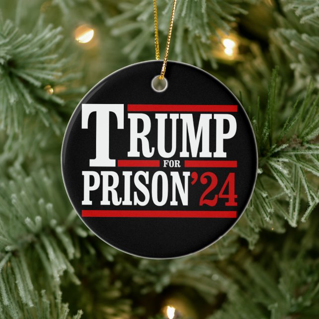 Trump for Prison '24 Ceramic Ornament (Tree)