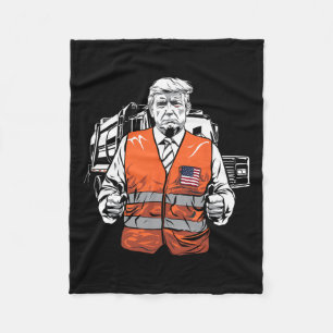 Trump Garbage Truck Vest Fleece Blanket