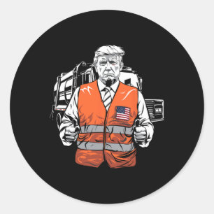 Trump Garbyge Truck Vest Classic Round Sticker