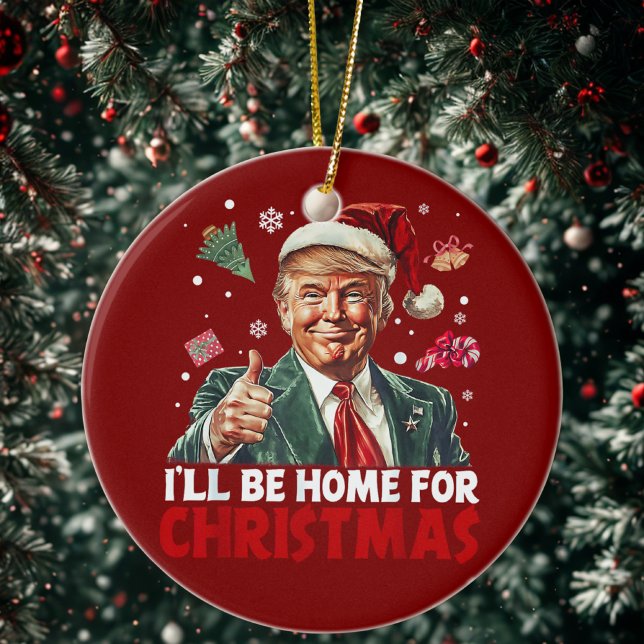 Trump Gift Wrap | I'll Be Home For Christmas  Ceramic Ornament (Creator Uploaded)