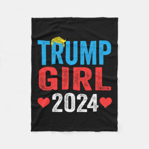 Trump Girl 2024 Cute Trump Flag Women Girls Kids Fleece Blanket