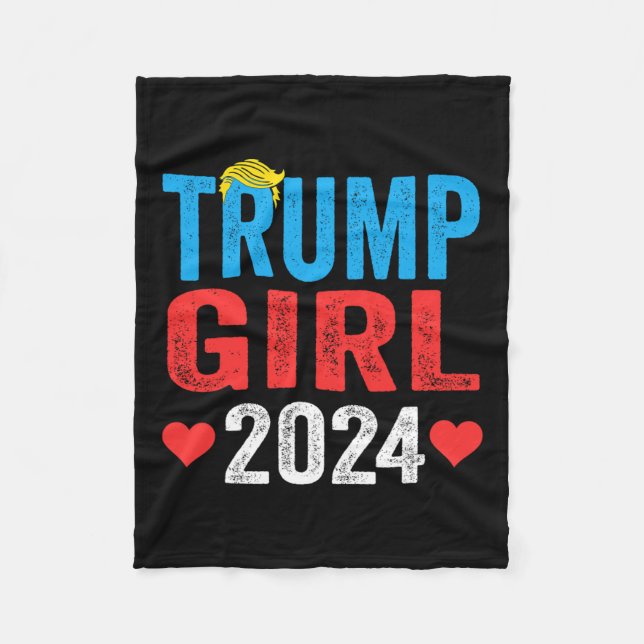Trump Girl 2024 Cute Trump Flag Women Girls Kids  Fleece Blanket (Front)