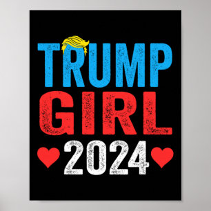 Trump Girl 2024 Cute Trump Flag Women Girls Kids Poster