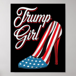 Trump Girl 2024 High Heels American Flag Women Rep Poster