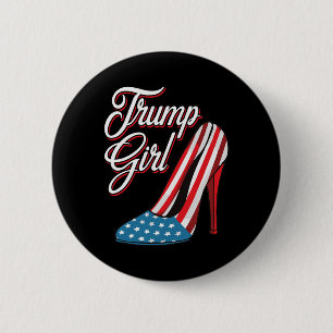 Trump Girl 2025 High Heels American Flag Women Rep 6 Cm Round Badge