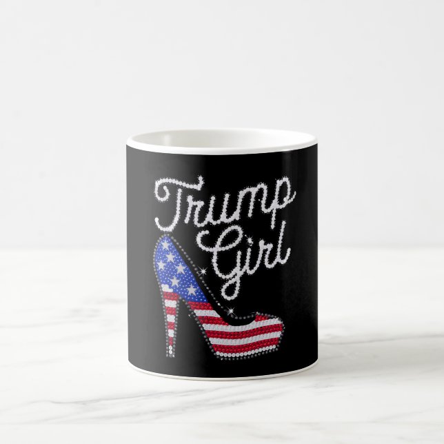 Trump Girl High Heel American Flag Bling Patriot Coffee Mug (Center)