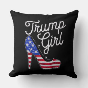 Trump Girl High Heel American Flag Bling Patriot Cushion