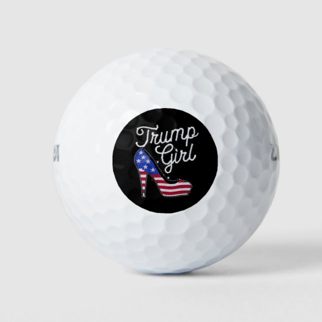 Trump Girl High Heel American Flag Bling Patriot Golf Balls (Front)