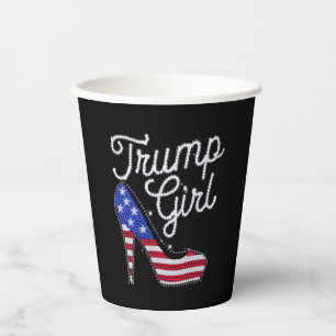 Trump Girl High Heel American Flag Bling Patriot Paper Cups