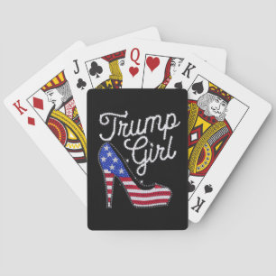 Trump Girl High Heel American Flag Bling Patriot Playing Cards