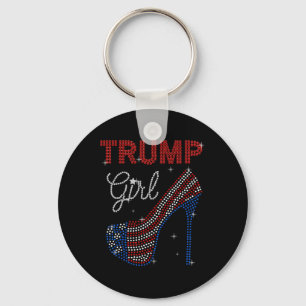 Trump Girl High Heel Rhinestone Us Flag Vote Trump Key Ring