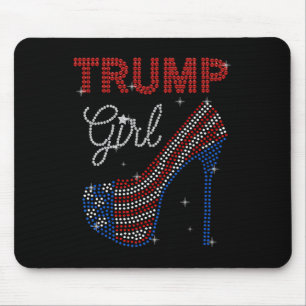 Trump Girl High Heel Rhinestone Us Flag Vote Trump Mouse Pad