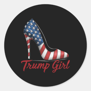 Trump Girl High Heel Stilettos American Flag Trump Classic Round Sticker
