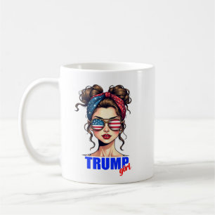 Trump Girl Messy Bun Patriotic Coffee Mug